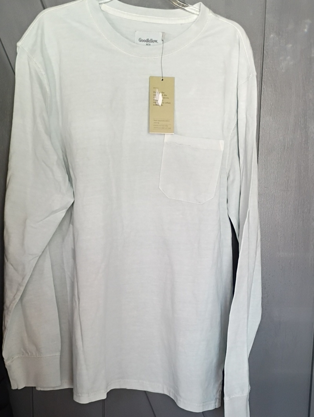 Goodfellow & Co Long-Sleeve Pocket Tee — Faded Vintage Blue